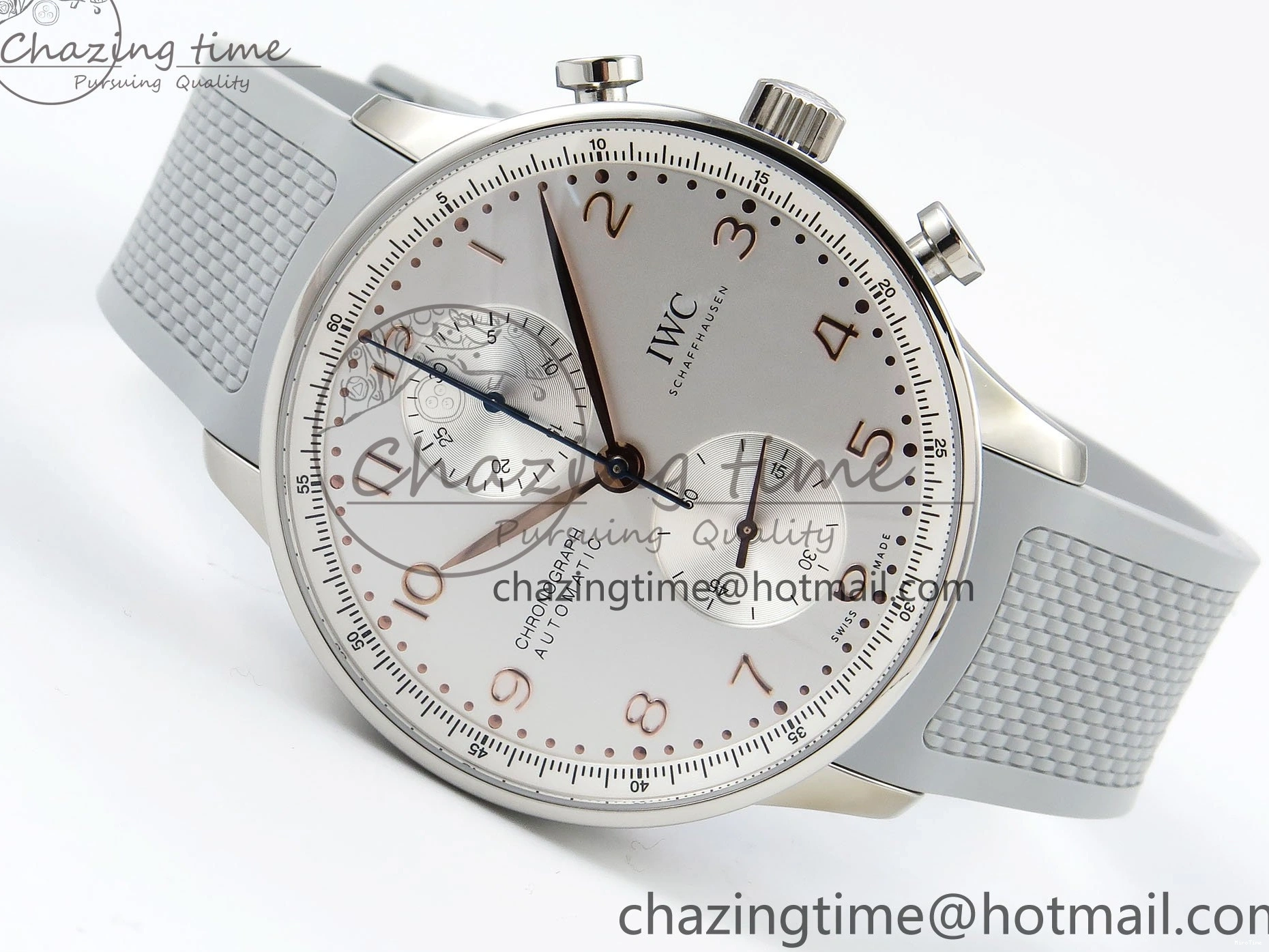 MIROTIME 1228 Portuguese Chrono IW3716 Z+F 1:1 Best Edition White Dial on Gray Rubber Strap A WrinkleFree 7014